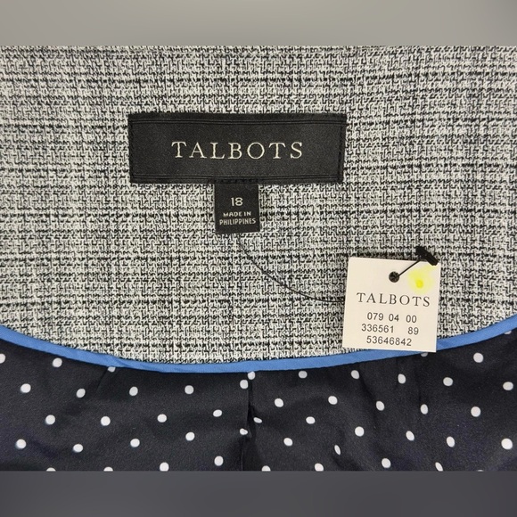 TALBOTS White & Black Westport Tweed Open Front Blazer Jacket - Women’s Size 18 - Picture 8 of 13